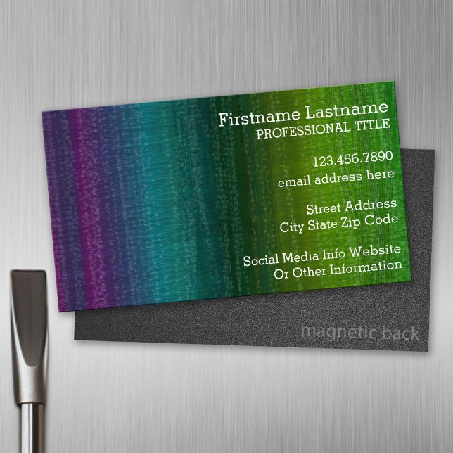 Vibrant Watercolor Abstract Stripes Custom Name Magnetic Business Card (Custom Business Card Magnet)