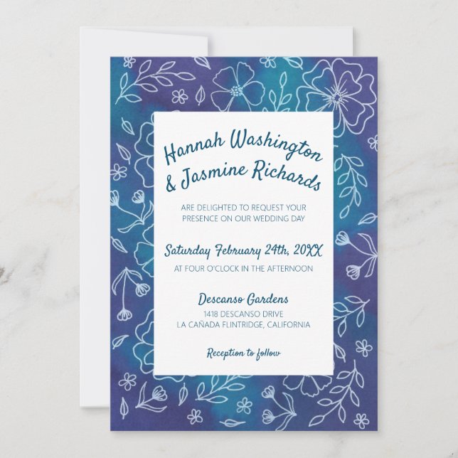 Vibrant Watercolor and Floral Invites (Front)