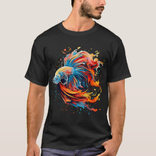 Vibrant Watercolor Betta Fish - Colourful Siamese T-Shirt