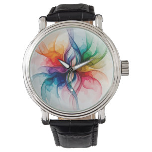 Vibrant Watercolor Bloom - Abstract Floral Art Watch