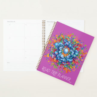 Vibrant Watercolor Blue Floral Bouquet Planner