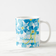 Vibrant watercolor blue forget me not flowers name