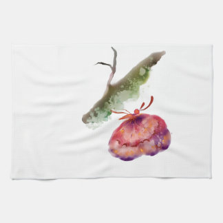 Vibrant Watercolor Butterfly Botanical Aprons Tea Towel