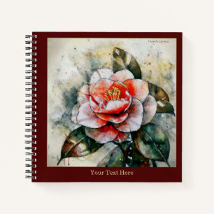 Vibrant Watercolor Camellia Japonica Notebook #2