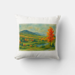 Vibrant Watercolor Catskill Mountain Range Cushion