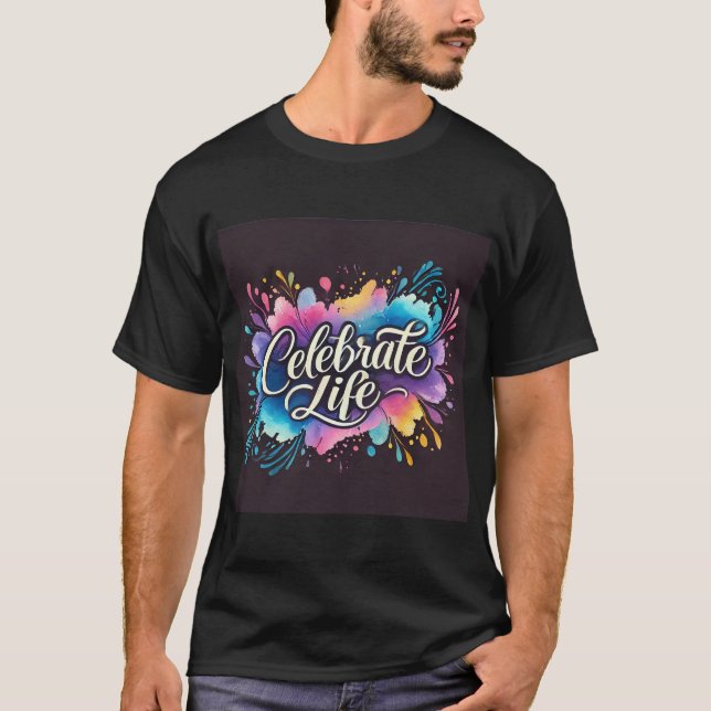  Vibrant Watercolor Celebration Design Mens Tshirt (Front)