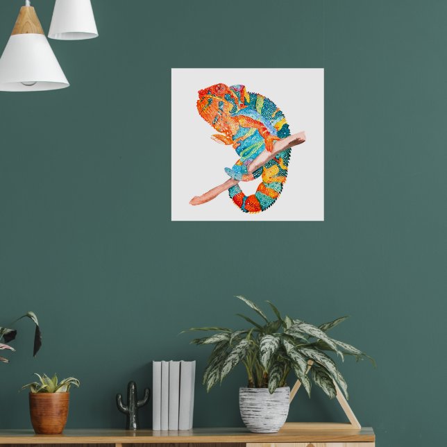 Vibrant Watercolor Chameleon  Poster (Living Room 1)