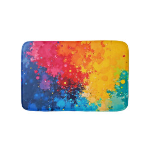 Vibrant Watercolor Chaos Art Bath Mat