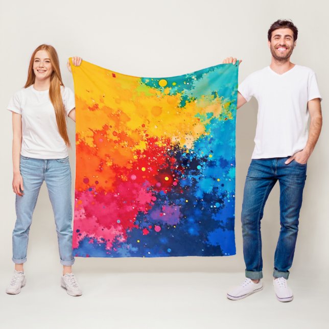 Vibrant Watercolor Chaos Art Fleece Blanket (In Situ)