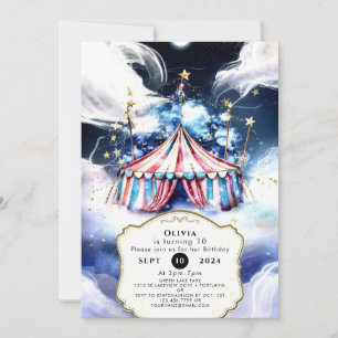 Vibrant Watercolor Circus Birthday Invitation