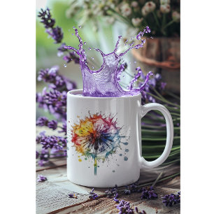 Vibrant Watercolor Dandelion Coffee Mug
