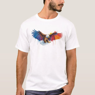 Vibrant Watercolor Eagle with Spread Wings   T-Shirt