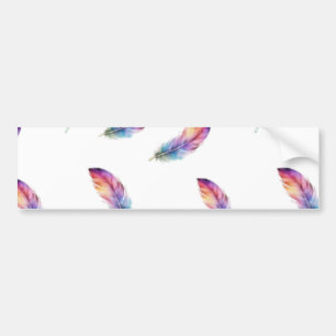 Vibrant Watercolor Feather All-Over Print Bumper Sticker