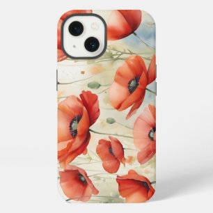 Vibrant Watercolor Field of Wild Poppies in Fiery iPhone 13 Case
