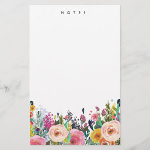 Vibrant Watercolor Floral Blooms Personalised Stationery