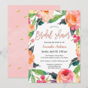Vibrant Watercolor Floral Bridal Shower Invitation
