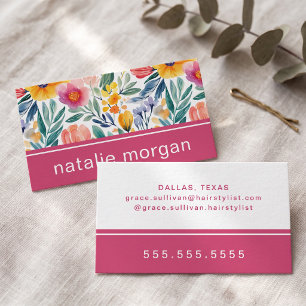 Vibrant Watercolor Floral Business Card