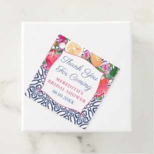 Vibrant Watercolor Floral Citrus Tiles Thank You Favour Tags