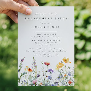 Vibrant Watercolor Floral Engagement Party Invitation