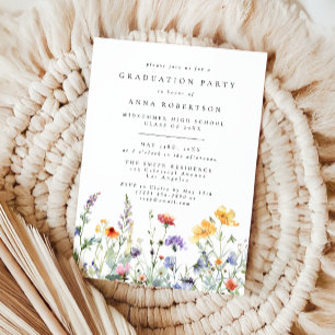 Vibrant Watercolor Floral Graduation Party Invitation