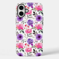 Vibrant Watercolor Floral Pattern in Pink & Purple
