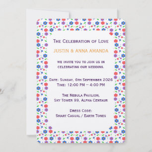 Vibrant Watercolor Floral Pattern Wildflowers Invitation