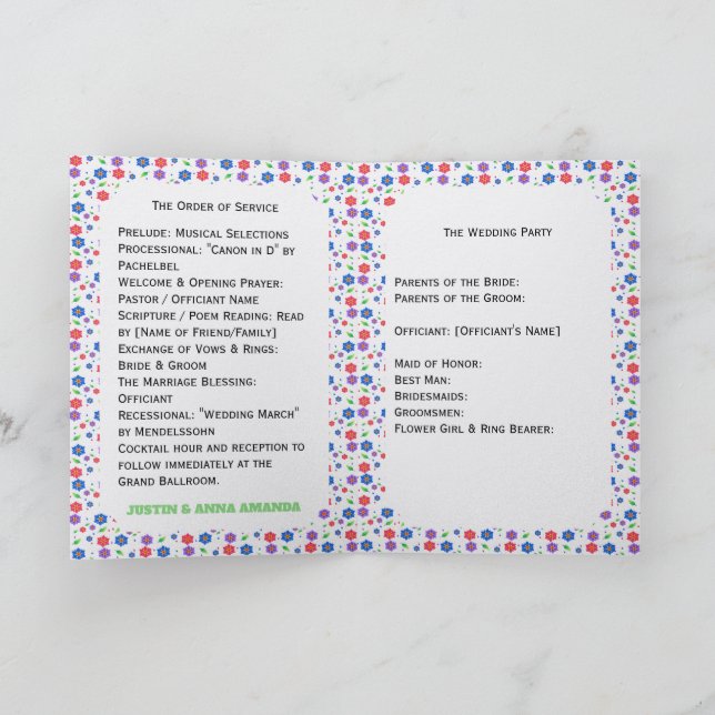 Vibrant Watercolor Floral Pattern Wildflowers Programme (Inside)