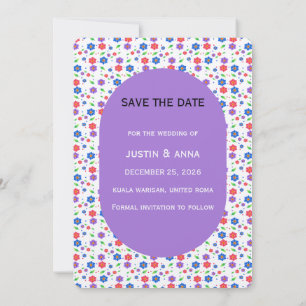 Vibrant Watercolor Floral Pattern Wildflowers Save The Date