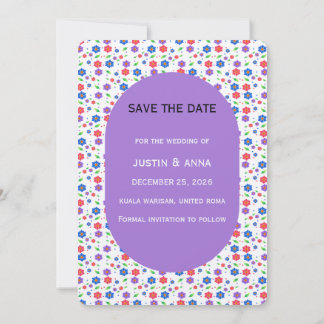 Vibrant Watercolor Floral Pattern Wildflowers Save The Date