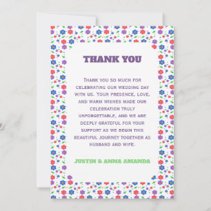 Vibrant Watercolor Floral Pattern Wildflowers Thank You Card