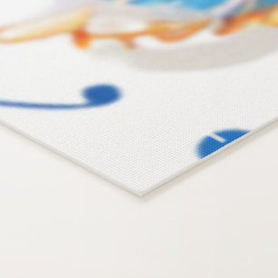 Vibrant Watercolor Floral Yoga Mat Blue Orange