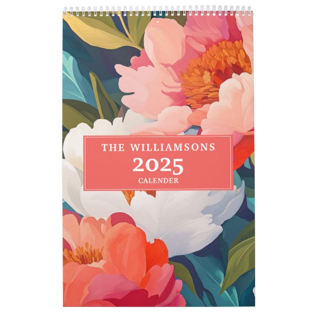 Vibrant Watercolor florals maximalist 2025 Calendar (Cover)