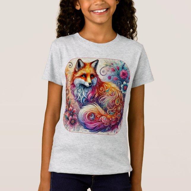 Vibrant Watercolor Fox T-Shirt (Front)