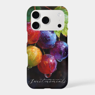 Vibrant Watercolor Grapes and Dew Drops