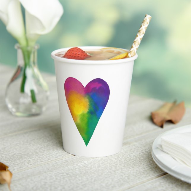 Vibrant Watercolor Heart Paper Cups (Insitu)