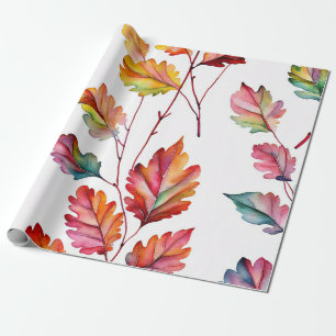 Vibrant Watercolor Leaf Collection Wrapping Paper