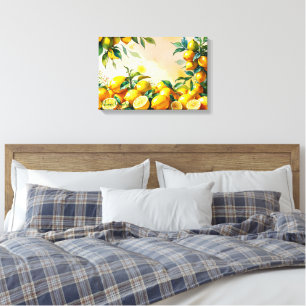 Vibrant Watercolor Lemon Harvest Canvas Print