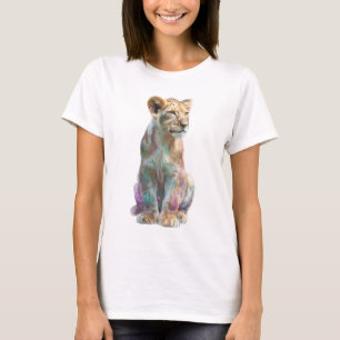 Vibrant Watercolor Lion Cub Illustration T-Shirt