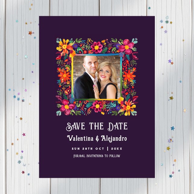 Vibrant Watercolor Mexican Fiesta Wedding Save The Date (Vibrant Watercolor Mexican Fiesta Wedding Save The Date)