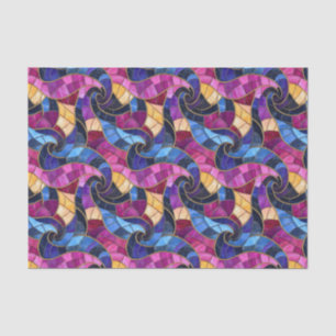 Vibrant Watercolor Mosaic Swirl Stained Glass  Tissue Paper