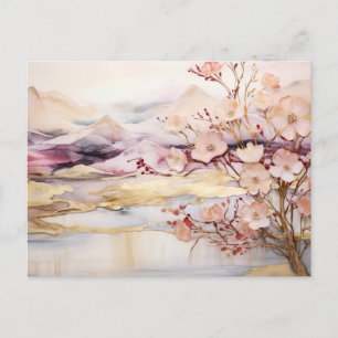 Vibrant Watercolor Mountain Wildflower Postcard 