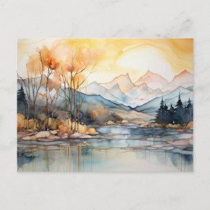 Vibrant Watercolor Mountain Wildflower Postcard 