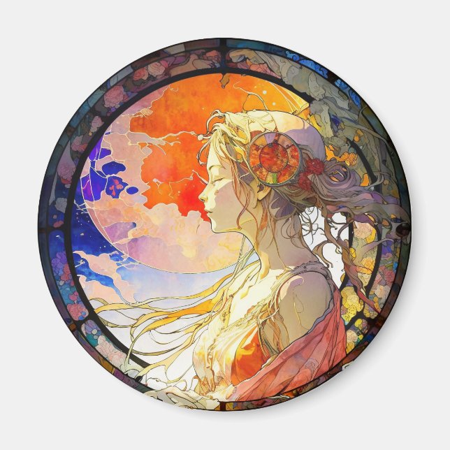 Vibrant Watercolor of Girl Magnet (Front)