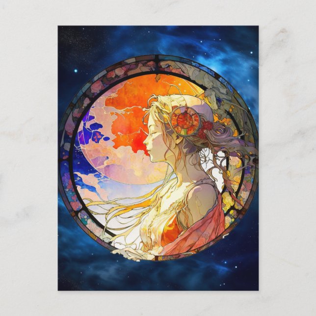 Vibrant Watercolor of Girl Postcard (Front)