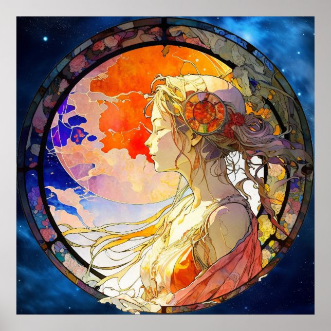 Vibrant Watercolor of Girl Poster (Front)