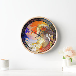 Vibrant Watercolor of Girl Wall Clock