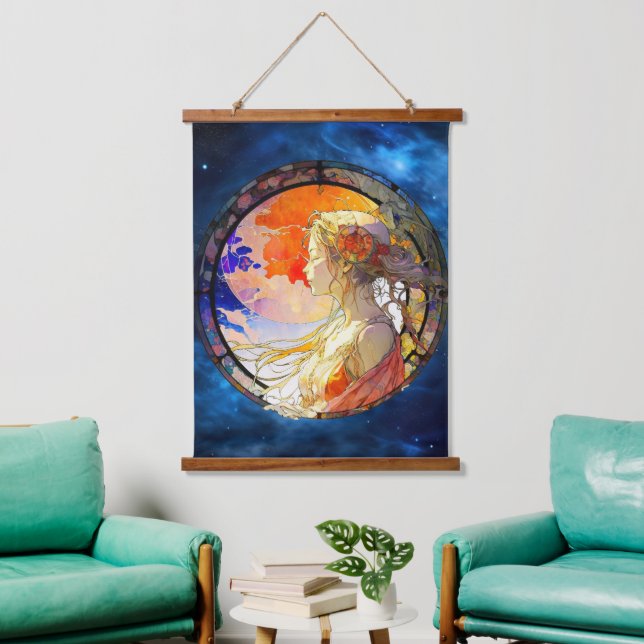 Vibrant Watercolor of Girl Wall Tapestry (Living Room)