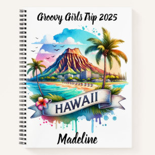Vibrant watercolor of Hawaii's landscape Notebook