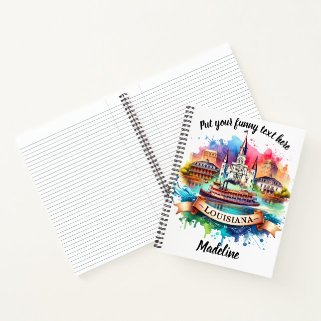 Vibrant watercolor of Louisiana landmarks Notebook (Inside)
