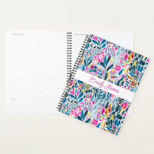 Vibrant Watercolor Pattern with Personalised Text Planner